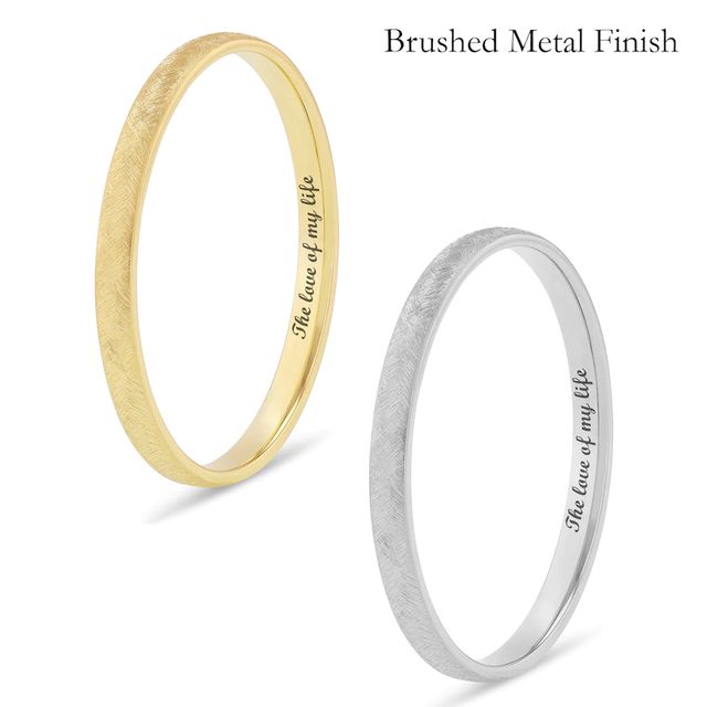 Ladies's 2.0mm Engravable Semi Comfort-Fit Low Dome Wedding Band in 10K White, Yellow or Rose Gold (1 Line)