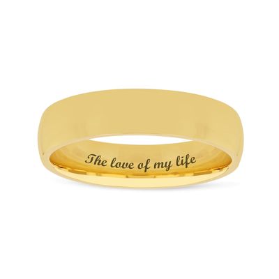 Men's 5.0mm Engravable Modern Comfort-Fit Wedding Band in 14K White or Yellow Gold (1 Line)|Peoples Jewellers