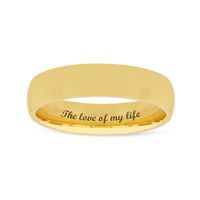 Men's 5.0mm Engravable Modern Comfort-Fit Wedding Band in 14K White or Yellow Gold (1 Line)|Peoples Jewellers