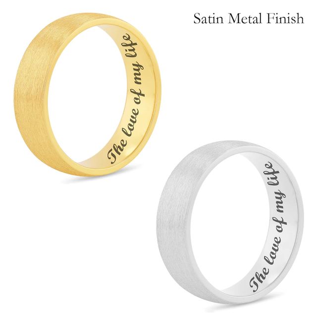 Men's 6.5mm Engravable Modern Comfort-Fit Wedding Band in 14K White or Yellow Gold (1 Line)