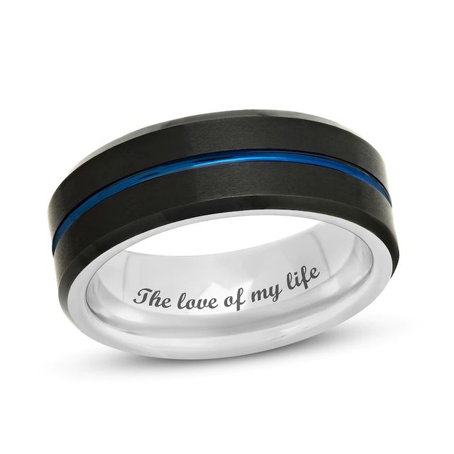 Men's 8.0mm Black Stainless Steel Wedding Band