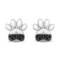Disney Treasures 101 Dalmatians 0.085 CT. T.W. Black Diamond Paw Print Stud Earrings in Sterling Silver|Peoples Jewellers