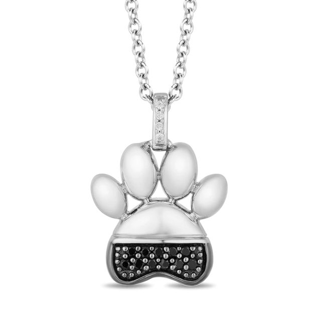 Disney Treasures 101 Dalmatians 0.085 CT. T.W. Black and White Diamond Paw Pendant in Sterling Silver - 19"|Peoples Jewellers
