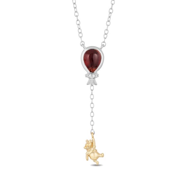 Disney Treasures Winnie the Pooh Pear-Shaped Garnet and Diamond Accent Balloon Necklace in Sterling Silver and 10K Gold|Peoples Jewellers