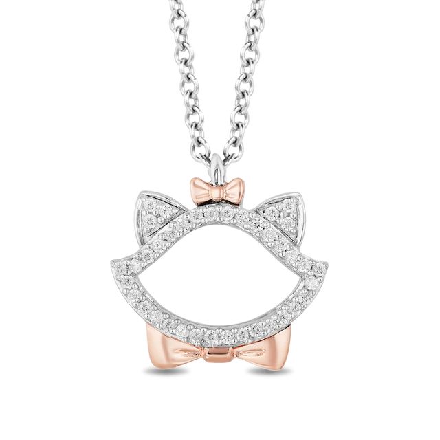 Disney Treasures Aristocats 0.085 CT. T.W. Diamond Marie Outline Pendant in Sterling Silver and 10K Rose Gold - 19"|Peoples Jewellers