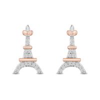 Disney Treasures Aristocats 0.065 CT. T.W. Diamond Eiffel Tower Stud Earrings in Sterling Silver and 10K Rose Gold|Peoples Jewellers