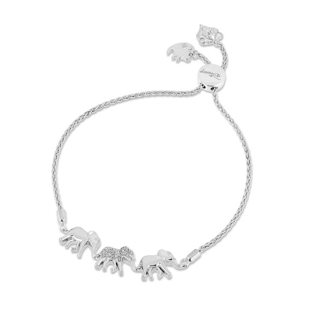 Disney Treasures The Lion King 0.04 CT. T.W. Diamond Elephant Family Bolo Bracelet in Sterling Silver - 9.0"|Peoples Jewellers