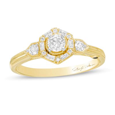 Marilyn Monroe™ Collection 0.45 CT. T.W. Diamond Hexagon Frame Art Deco Engagement Ring in 14K Gold|Peoples Jewellers