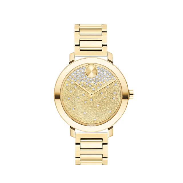 Ladies' Movado Bold® Evolution Crystal Accent Gold-Tone IP Watch with Gold-Tone Dial (Model: 3600705)|Peoples Jewellers