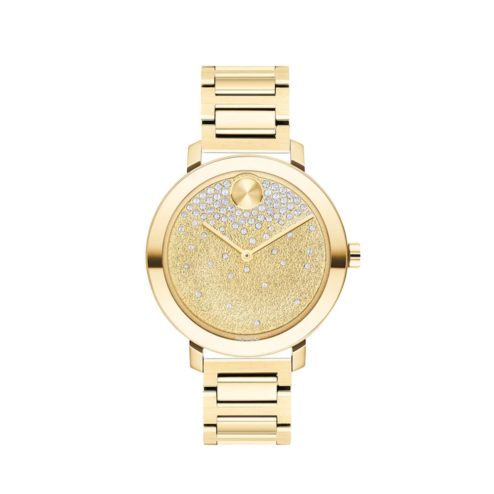 Ladies' Movado Bold® Evolution Crystal Accent Gold-Tone IP Watch with Gold-Tone Dial (Model: 3600705)|Peoples Jewellers