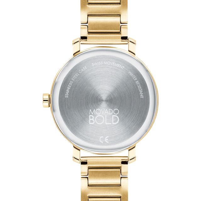 Ladies' Movado Bold® Evolution Crystal Accent Gold-Tone IP Watch with Gold-Tone Dial (Model: 3600705)|Peoples Jewellers