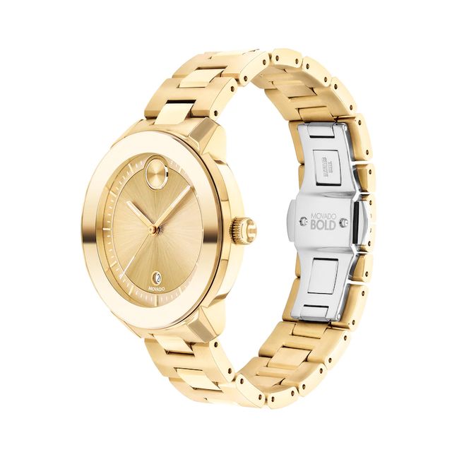 Ladies' Movado Bold® Verso Gold-Tone IP Watch with Gold-Tone Dial (Model: 3600750)|Peoples Jewellers