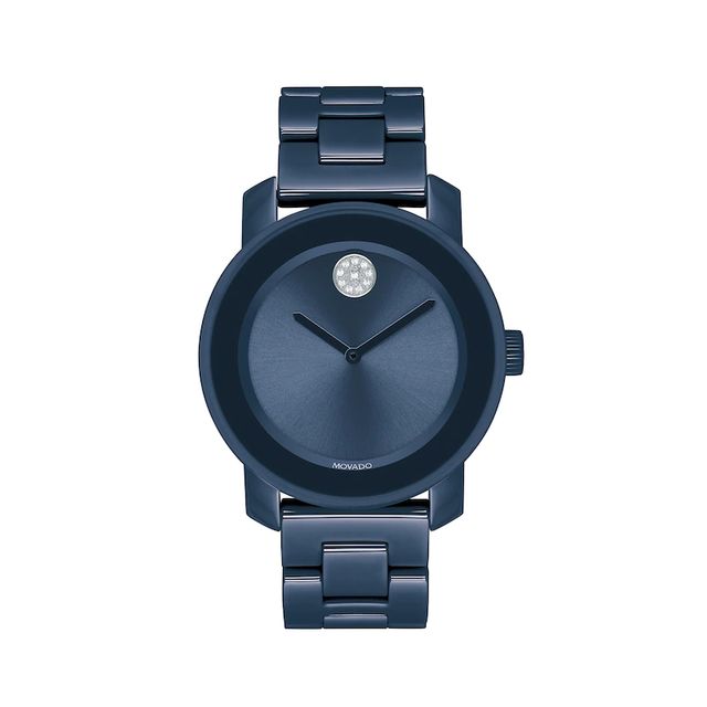 Ladies' Movado Bold® Evolution Crystal Accent Blue Ceramic Watch with Blue Dial (Model: 3600756)|Peoples Jewellers