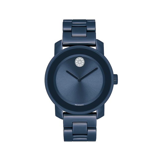 Ladies' Movado Bold® Evolution Crystal Accent Blue Ceramic Watch with Blue Dial (Model: 3600756)