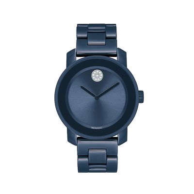 Ladies' Movado Bold® Evolution Crystal Accent Blue Ceramic Watch with Blue Dial (Model: 3600756)|Peoples Jewellers