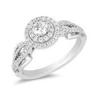 Enchanted Disney Tiana 0.58 CT. T.W. Diamond Double Frame Split Shank Engagement Ring in 14K White Gold|Peoples Jewellers