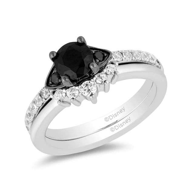 Enchanted Disney Villains Cruella De Vil 1.18 CT. T.W. Black Diamond Crown Bridal Set in 14K White Gold|Peoples Jewellers