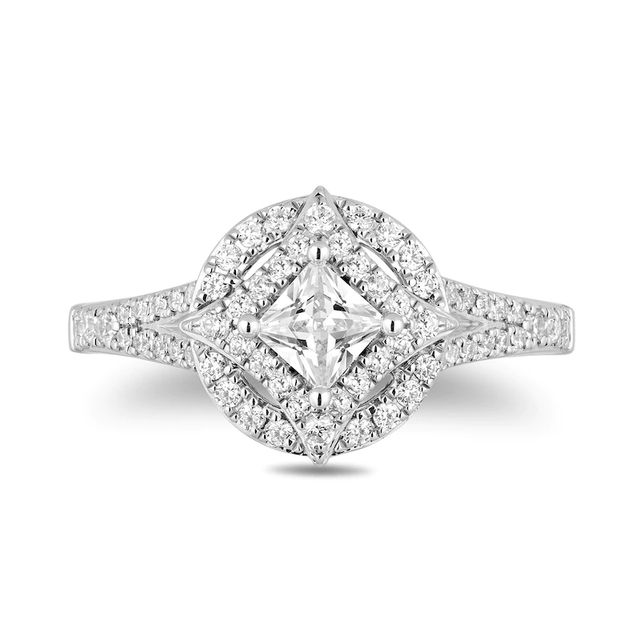 Enchanted Disney Ultimate Princess Celebration 0.95 CT. T.W. Princess-Cut Diamond Engagement Ring in 14K White Gold|Peoples Jewellers