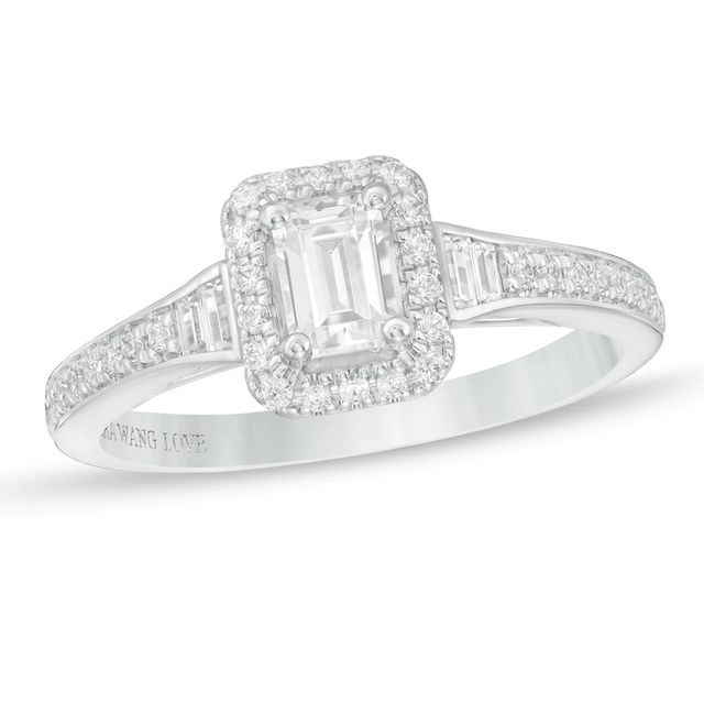 Vera Wang Love Collection 0.69 CT. T.W. Emerald-Cut Diamond Frame Engagement Ring in 14K White Gold|Peoples Jewellers