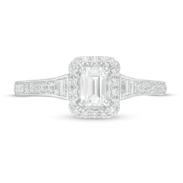 Vera Wang Love Collection 0.69 CT. T.W. Emerald-Cut Diamond Frame Engagement Ring in 14K White Gold|Peoples Jewellers