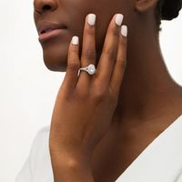 Vera Wang Love Collection 0.95 CT. T.W. Oval Diamond Double Frame Engagement Ring in 14K White Gold|Peoples Jewellers