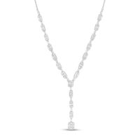 2.00 CT. T.W. Baguette and Round Diamond "Y" Necklace in 10K White Gold|Peoples Jewellers