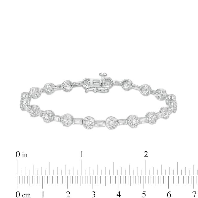 3.00 CT. T.W. Composite Diamond Alternating Bracelet in 10K White Gold - 7.25"|Peoples Jewellers