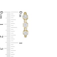 0.20 CT. T.W. Composite Diamond Hexagon Linear Three Stone Hoop Earrings in 10K Gold|Peoples Jewellers