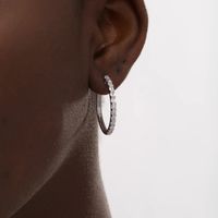 1.00 CT. T.W. Baguette Diamond Hoop Earrings in 10K White Gold|Peoples Jewellers