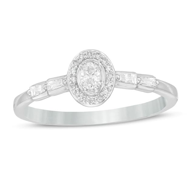 0.20 CT. T.W. Oval Diamond Frame Promise Ring in 10K White Gold|Peoples Jewellers