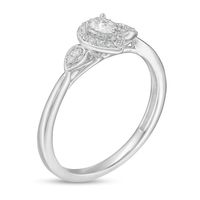 0.16 CT. T.W. Pear-Shaped Diamond Frame Promise Ring in 10K White Gold