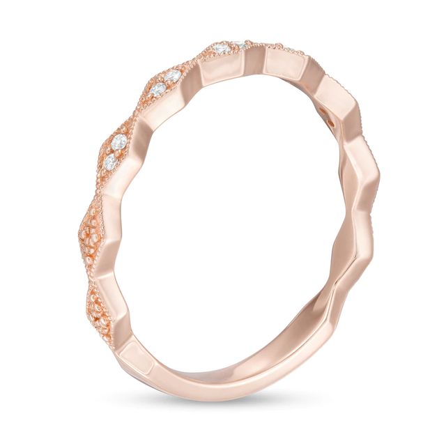 0.05 CT. T.W. Diamond Vintage-Style Art Deco Anniversary Band in 10K Rose Gold