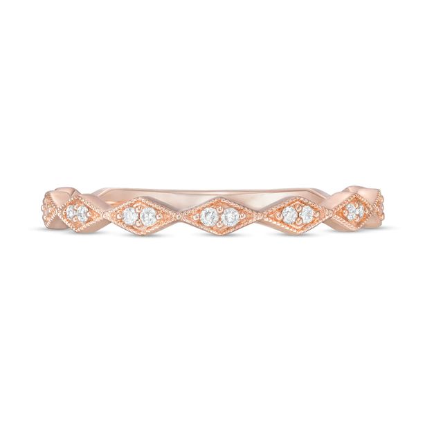 0.05 CT. T.W. Diamond Vintage-Style Art Deco Anniversary Band in 10K Rose Gold