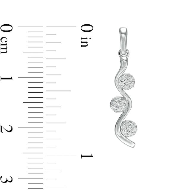 0.15 CT. T.W. Composite Diamond Three Stone Ribbon Drop Earrings in Sterling Silver|Peoples Jewellers