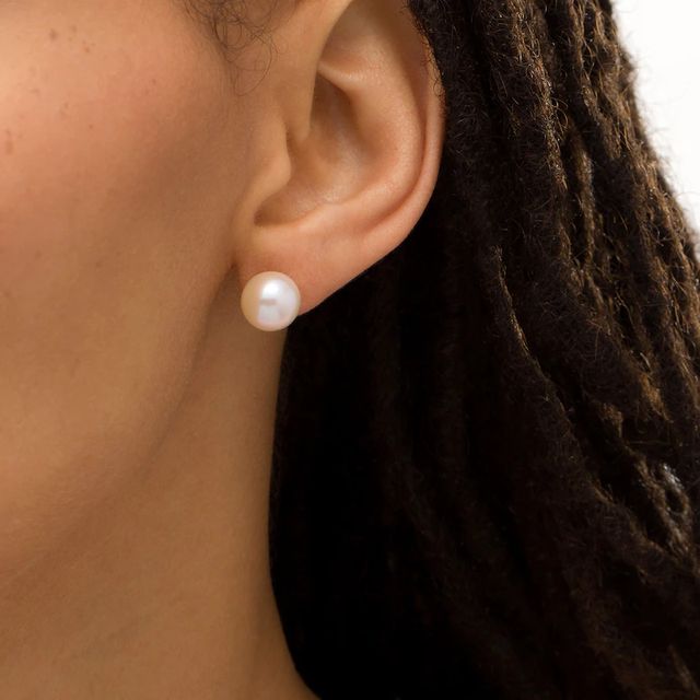 IMPERIAL® 9.0-10.0mm Freshwater Cultured Pearl Stud Earrings in 14K Gold|Peoples Jewellers