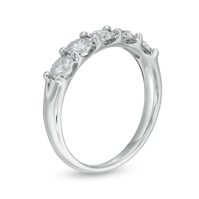 0.50 CT. T.W. Diamond Five Stone Anniversary Band in 10K White Gold|Peoples Jewellers