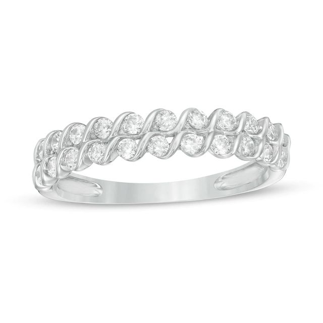 0.50 CT. T.W. Diamond Swirl Double Row Anniversary Band in 10K Gold|Peoples Jewellers