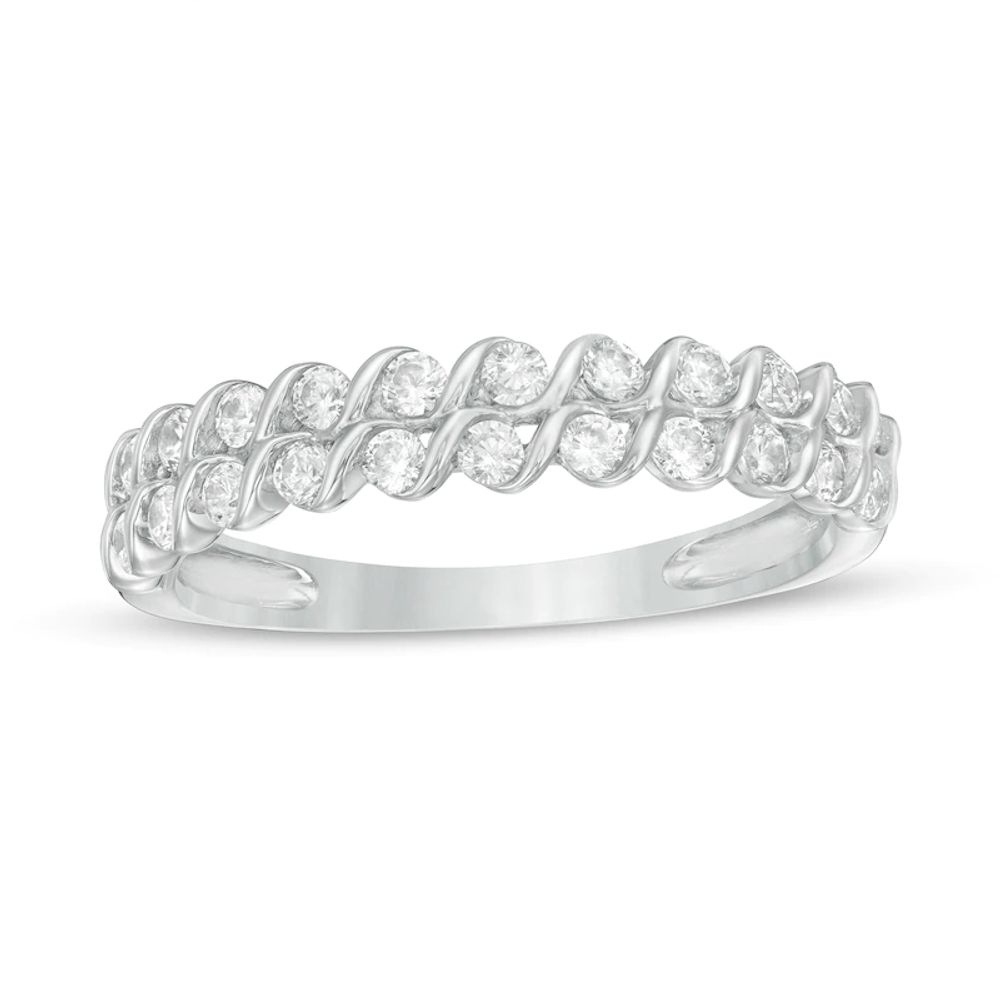 0.50 CT. T.W. Diamond Swirl Double Row Anniversary Band in 10K Gold|Peoples Jewellers