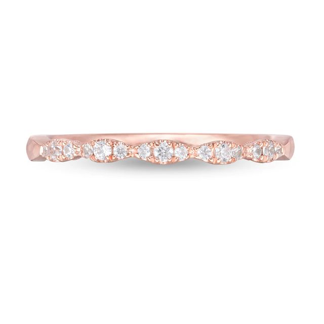 0.12 CT. T.W. Diamond Vintage-Style Scallop Edge Anniversary Band in 10K Rose Gold|Peoples Jewellers
