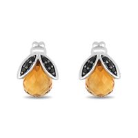 Disney Treasures Winnie the Pooh Citrine and 0.085 CT. T.W. Black Diamond Bee Stud Earrings in Sterling Silver|Peoples Jewellers