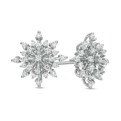 Marilyn Monroe™ Collection 0.45 CT. T.W. Diamond Starburst Stud Earrings in 10K White Gold|Peoples Jewellers