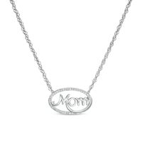 0.06 CT. T.W. Diamond Sideways Oval "Mom" Necklace in Sterling Silver|Peoples Jewellers