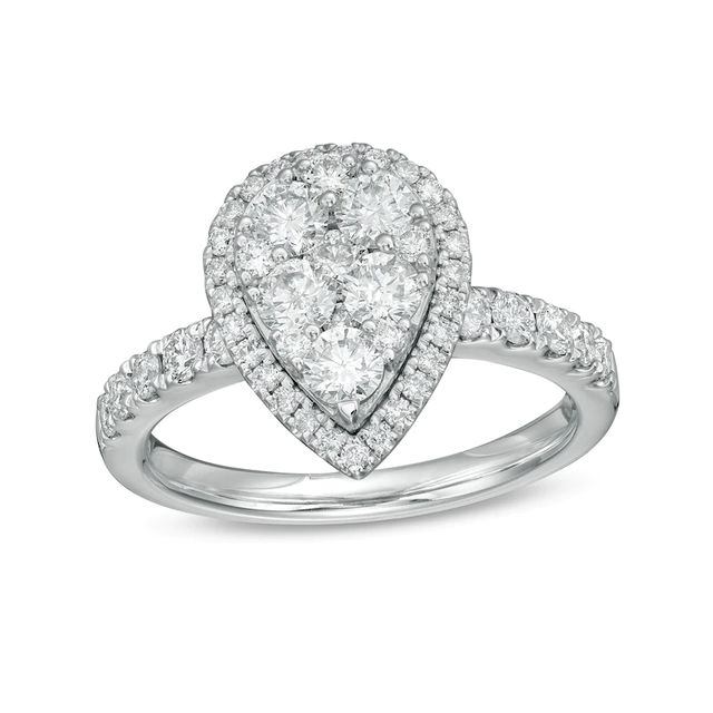 1.25 CT. T.W. Composite Diamond Pear-Shaped Frame Engagement Ring in 10K White Gold|Peoples Jewellers