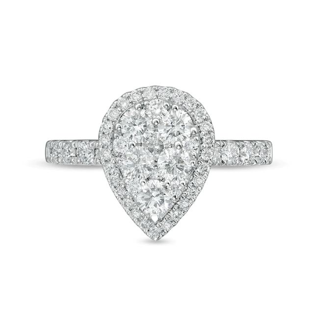 1.25 CT. T.W. Composite Diamond Pear-Shaped Frame Engagement Ring in 10K White Gold|Peoples Jewellers