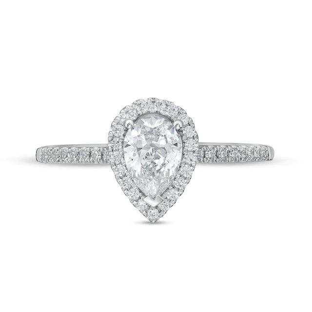 0.88 CT. T.W. Pear-Shaped Diamond Frame Engagement Ring in 14K White Gold|Peoples Jewellers