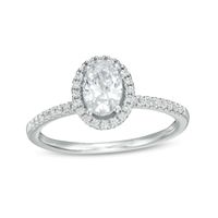 0.88 CT. T.W. Oval Diamond Frame Engagement Ring in 14K White Gold|Peoples Jewellers