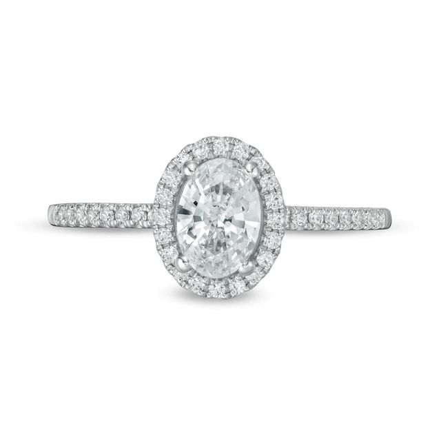 0.88 CT. T.W. Oval Diamond Frame Engagement Ring in 14K White Gold