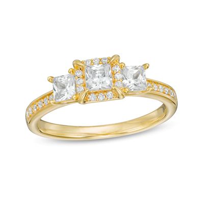 0.95 CT. T.W. Princess-Cut Diamond Frame Past Present Future® Engagement Ring in 14K Gold|Peoples Jewellers