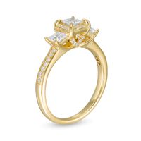 0.95 CT. T.W. Princess-Cut Diamond Frame Past Present Future® Engagement Ring in 14K Gold|Peoples Jewellers