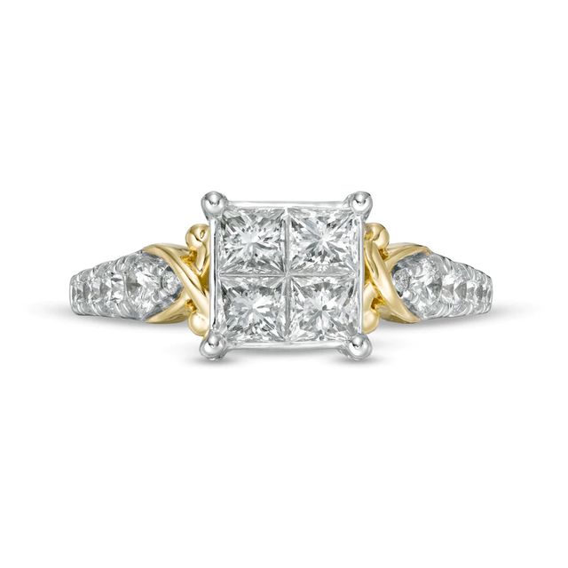 1.50 CT. T.W. Quad Princess-Cut Diamond "X" Shank Engagement Ring in 10K Gold|Peoples Jewellers